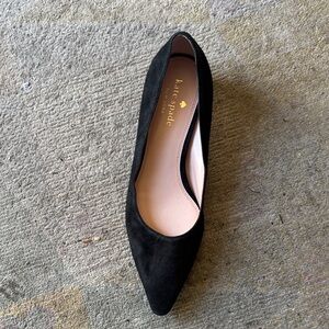 This is a Kate Spade New York Miko kitten heel pump in black suede size 8.5